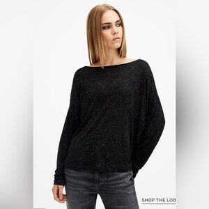 NWT All Saints Rita Shimmer Relaxed Fit Long Sleeve Tee